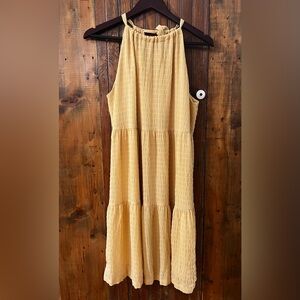 A New Day Yellow Tiered Halter Midi Sundress Size Small